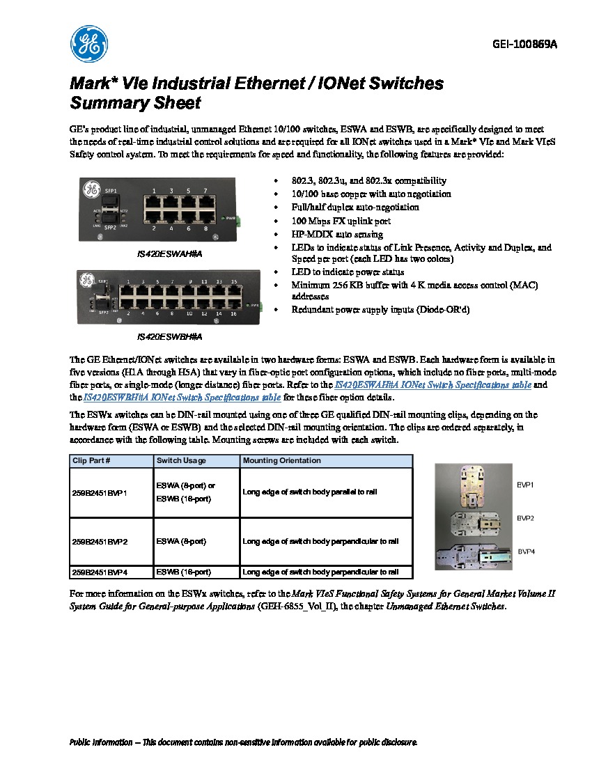 First Page Image of IS420ESWAH1A IONet Switches Data Sheet.pdf
